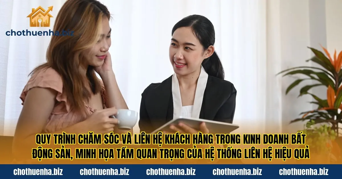 Quy trình chăm sóc và liên hệ khách hàng trong kinh doanh bất động sản, minh họa tầm quan trọng của hệ thống liên hệ hiệu quả