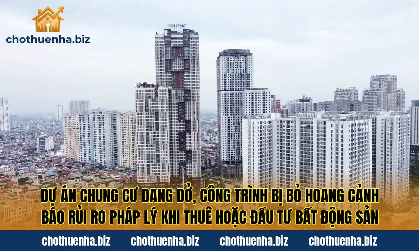 Dự án chung cư dang dở, công trình bị bỏ hoang cảnh báo rủi ro pháp lý khi thuê hoặc đầu tư bất động sản