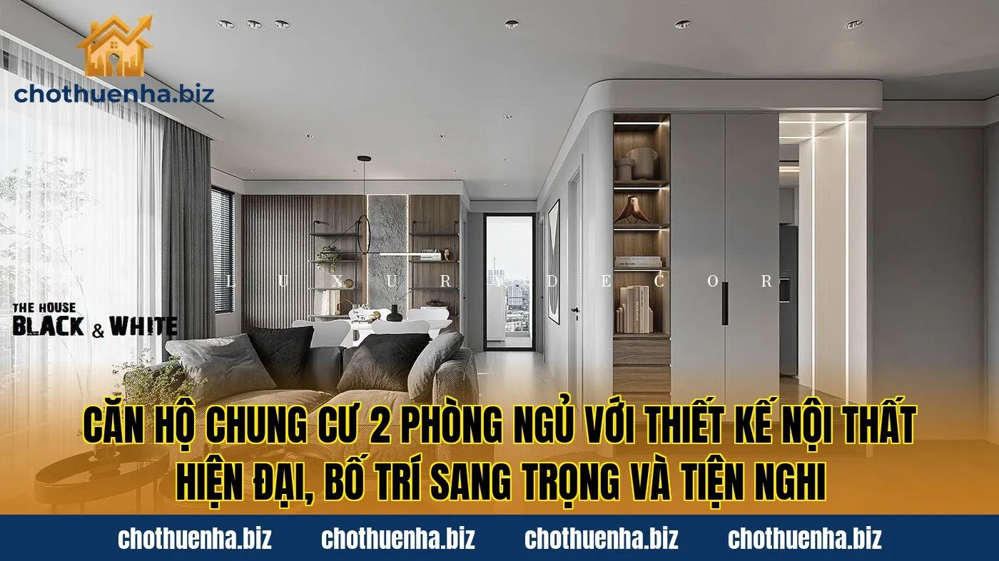 Căn hộ chung cư 2 phòng ngủ với thiết kế nội thất hiện đại, bố trí sang trọng và tiện nghi