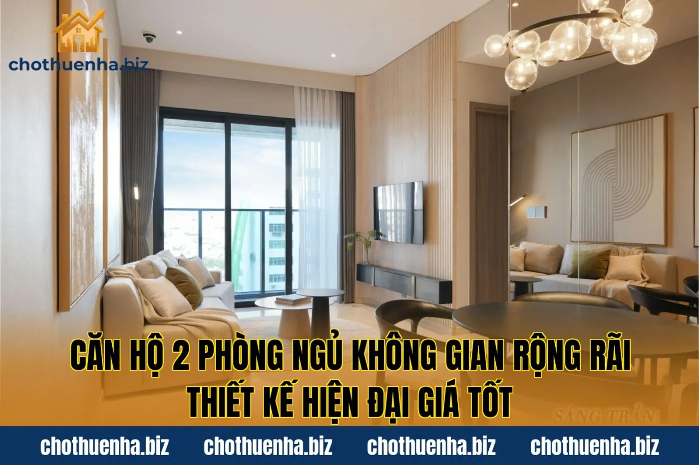 Căn hộ 2 phòng ngủ không gian rộng rãi thiết kế hiện đại giá tốt